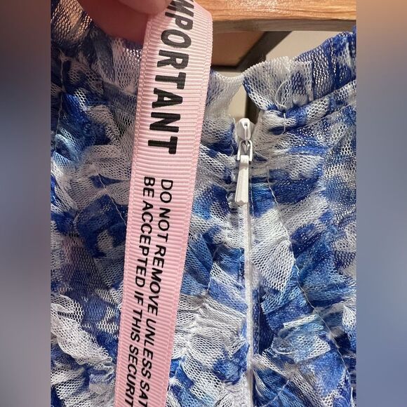 Mac Duggal One Shoulder Floral Blue Dress - Picture 7 of 7